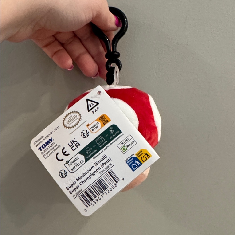 NWT! Club Mocchi Mocchi Super Mario Mushroom Plush Clip-On - Picture 9 of 10